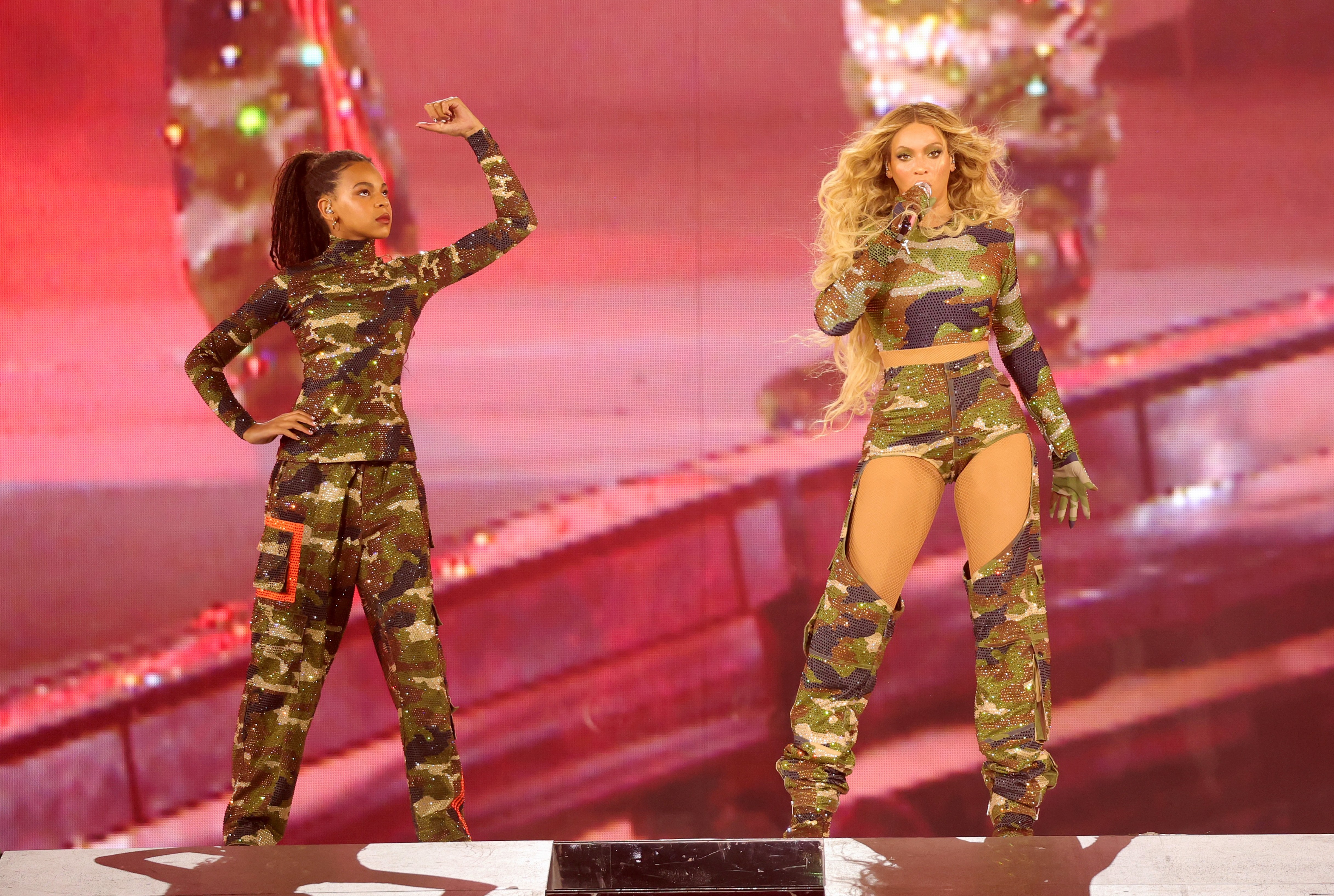 Blue Ivy Carter performing with her mother, Beyoncé, on the Renaissance world tour last year